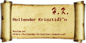 Hollender Krisztián névjegykártya