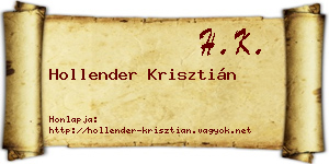 Hollender Krisztián névjegykártya
